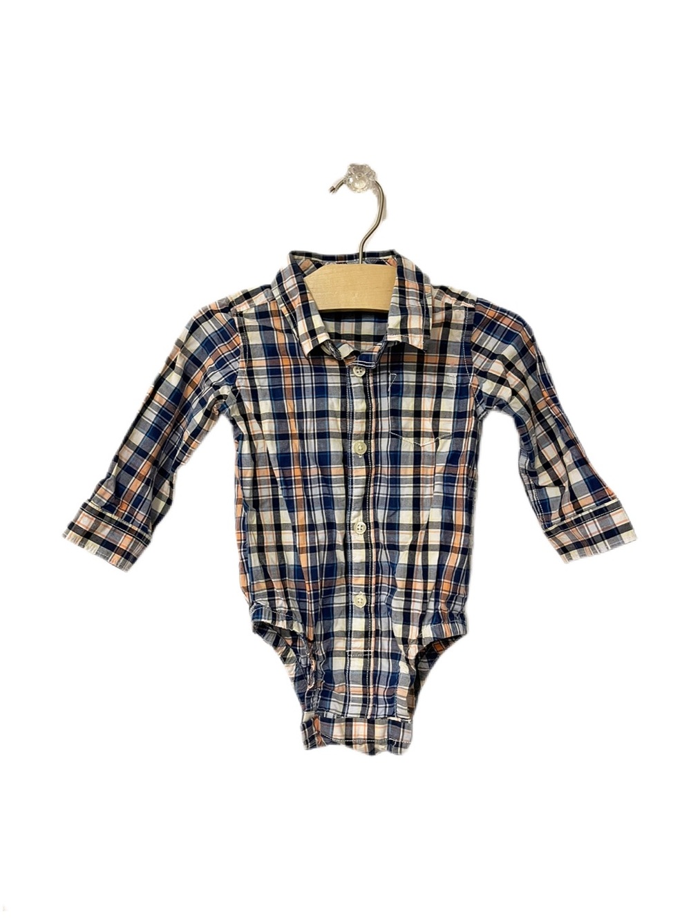 Baby GAP 12-18m Plaid Button-Up One-Piece Cotton Bodysuit